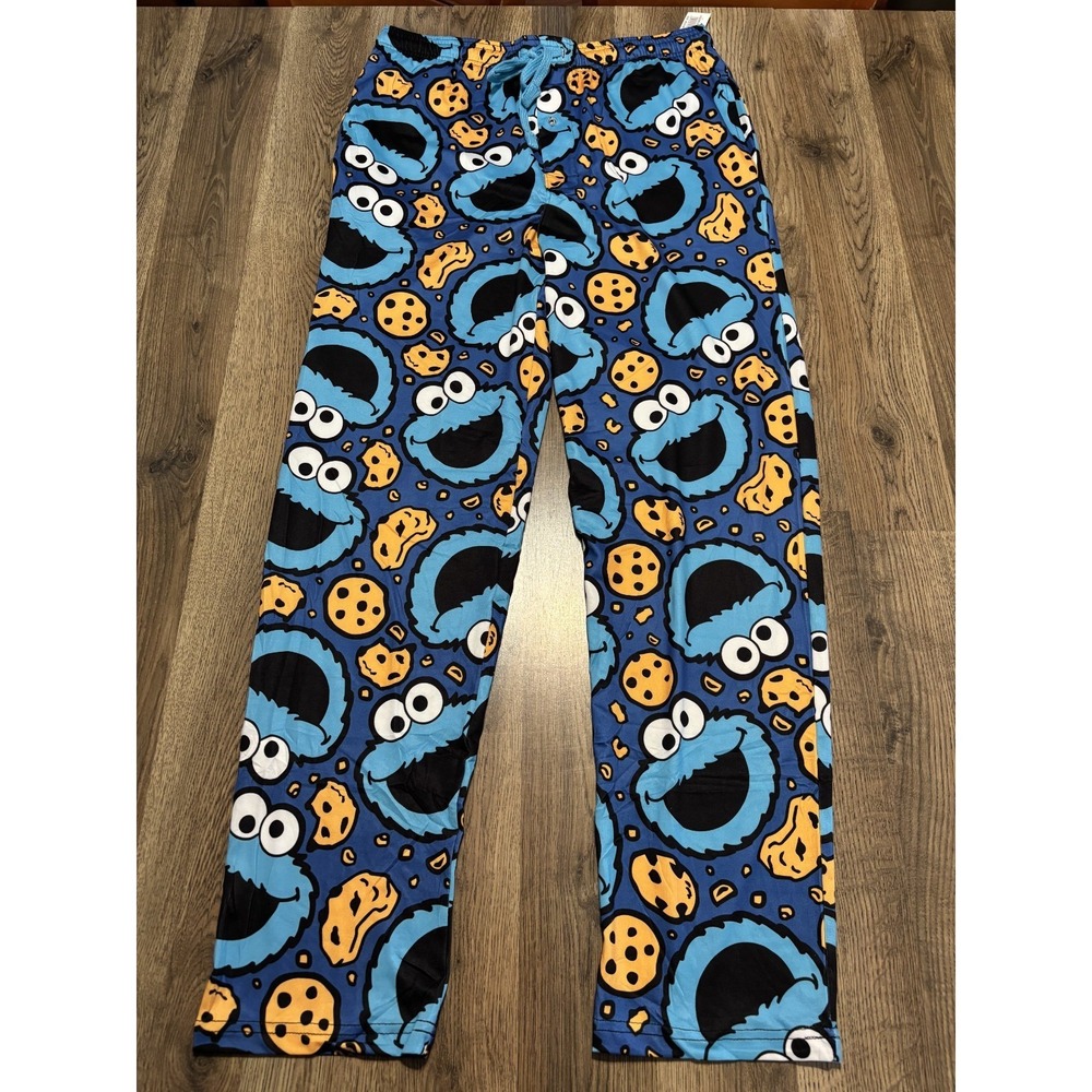 Sesame Street Pants Men's Size Medium Blue Yellow  Sleepwear Pant Cookie Monster